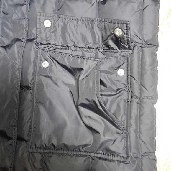 Eddie Bauer Black Goose Down Puffer Chore Coat Quilted Flap Pckts Snaps & Zip LG - Picture 8 of 9